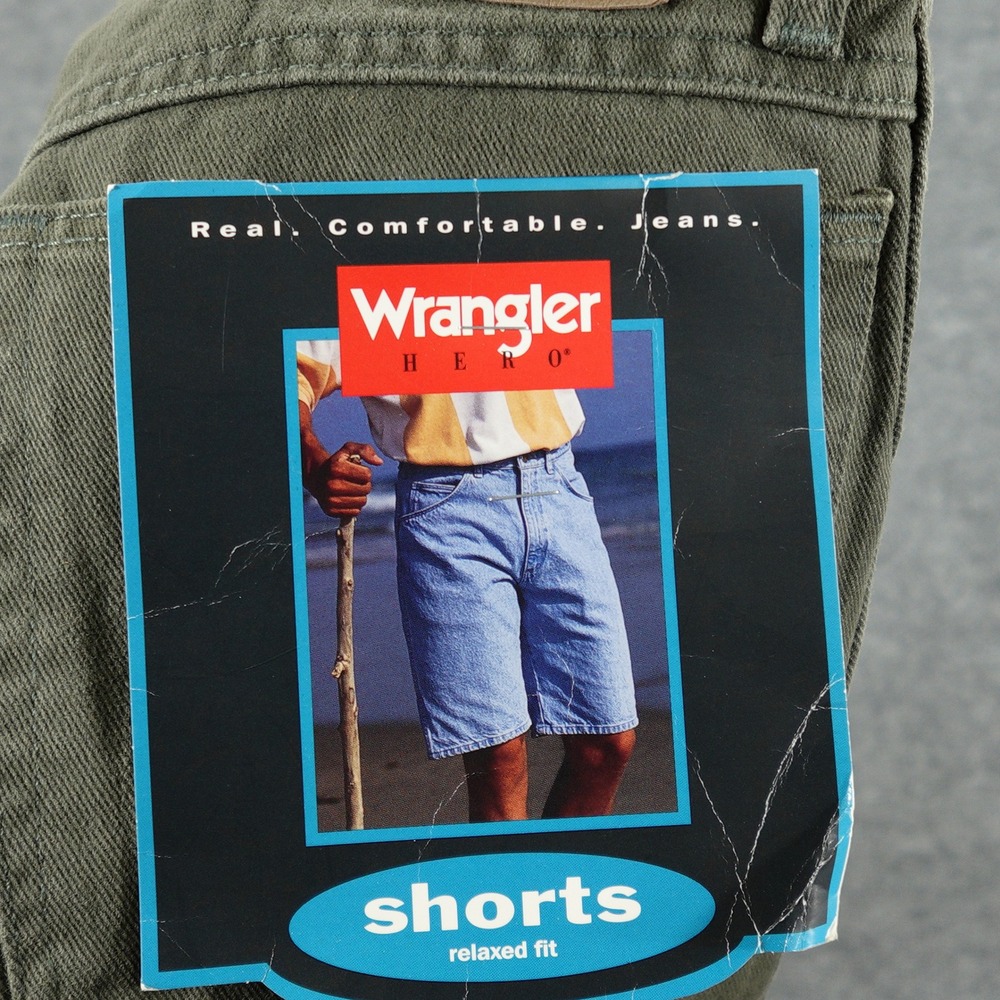 Vintage Wrangler Shorts Mens 38 Green Relaxed Fit Denim 100% Cotton Made in USA - Picture 3 of 8